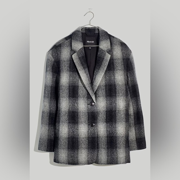 Madewell Oversized Dorset Blazer Boiled Wool NH857 Buffalo Check black - Picture 3 of 11